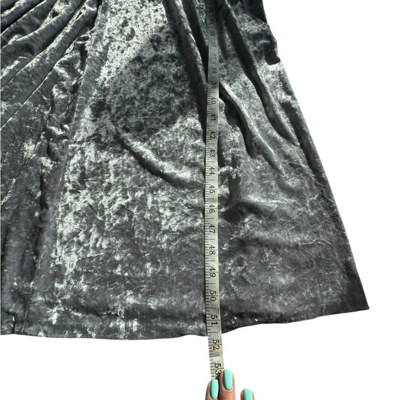 Calvin Klein Silver Crushed Velvet Slip Maxi Dress Y2K 90 Minimalist Party 10 H4 - Picture 6 of 10